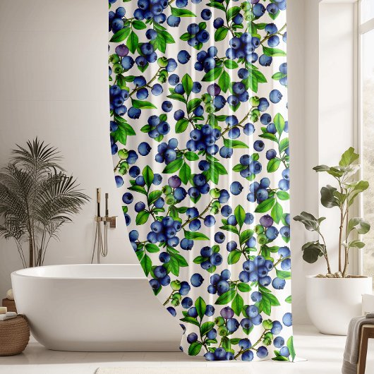 Beautiful Blue Berries Pattern Duschvorhang