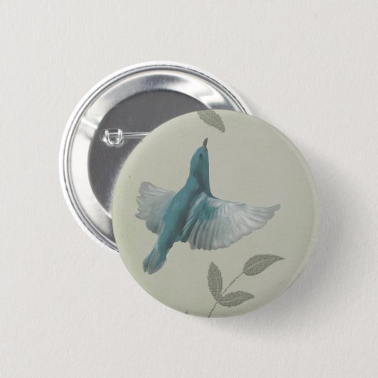 Beautiful Blue Bird Button (Vorne & Hinten)