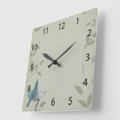 Beautiful Blue Bird Quadratische Wanduhr (Winkel)
