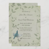 Beautiful Blue Bird Wedding Einladung (Vorne/Hinten)