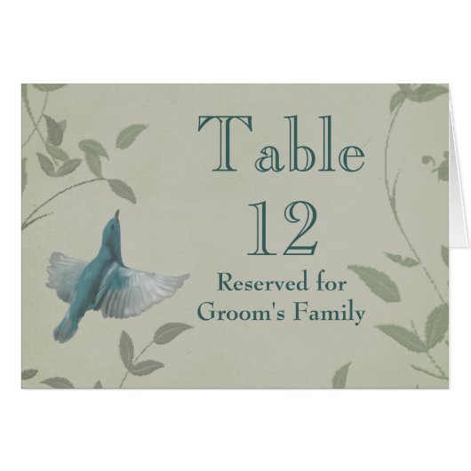 Beautiful Blue Bird Wedding Tischnummer (Vorderseite (Horizontal))