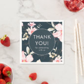 Beautiful Blue Blush Floral Thank You Wedding Serviette (Beispiel)