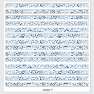 Beautiful Blue Boho Blume Borders Aufkleber