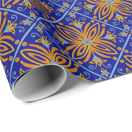 Beautiful Blue Boho Talavera Tile Geschenkpapier (Rolleneckpunkt)