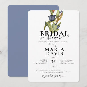 Beautiful Blue Bouquet Illustration Brautparty Einladung