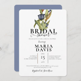 Beautiful Blue Bouquet Illustration Brautparty Einladung