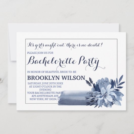 Beautiful Blue Bouquet Junggeselinnen-Abschied Einladung (Vorderseite)