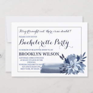 Beautiful Blue Bouquet Junggeselinnen-Abschied Einladung