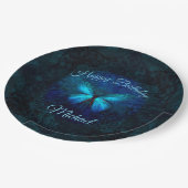 Beautiful Blue Butterfly Geburtstag Pappteller (Schrägansicht)