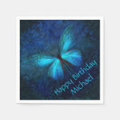Beautiful Blue Butterfly Geburtstag Serviette (Vorderseite)