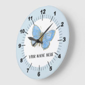 Beautiful Blue Butterfly Große Wanduhr (Winkel)