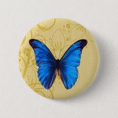Beautiful Blue Butterfly Vintage Kunst Button (Vorderseite)