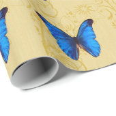 Beautiful Blue Butterfly Vintage Kunst Geschenkpapier (Rolleneckpunkt)