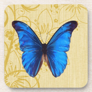Beautiful Blue Butterfly Vintage Kunst Getränkeuntersetzer