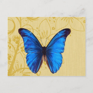 Beautiful Blue Butterfly Vintage Kunst Postkarte