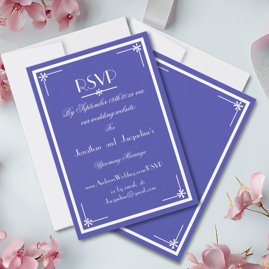 Beautiful Blue Chic Wedding Website RSVP Card Karte
