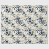 Beautiful Blue Christmas Baubles Xmas Blume Geschenkpapier (Flach)