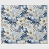 Beautiful Blue Christmas Baubles Xmas Blume Geschenkpapier (Flach)