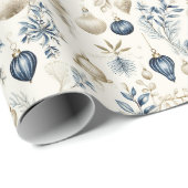 Beautiful Blue Christmas Baubles Xmas Blume Geschenkpapier (Rolleneckpunkt)