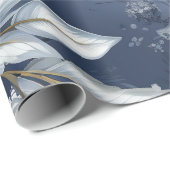 Beautiful Blue Christmas Floral Geschenkpapier (Rolleneckpunkt)