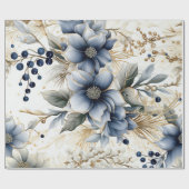 Beautiful Blue Christmas Floral Geschenkpapier (Flach)