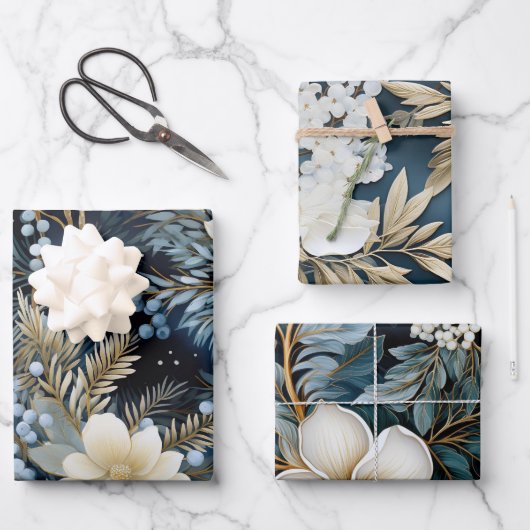 Beautiful Blue Christmas Mix Geschenkpapier Set (Vorderseite)