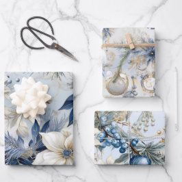 Beautiful Blue Christmas Mix Geschenkpapier Set