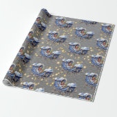 Beautiful Blue Christmas Sleighs Steel Gray Geschenkpapier (Ungerollt)