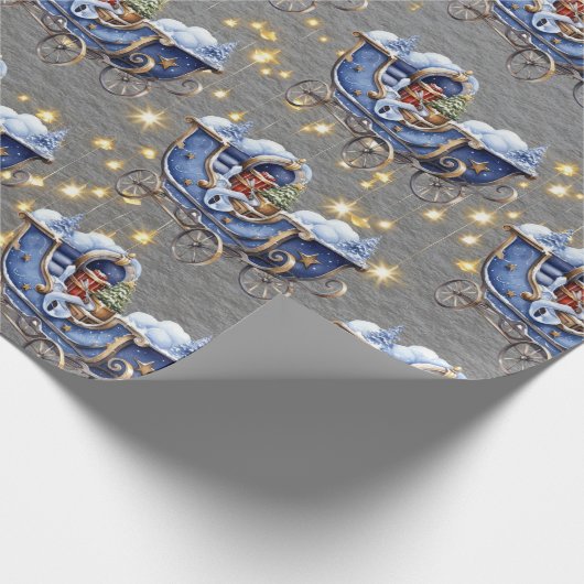Beautiful Blue Christmas Sleighs Steel Gray Geschenkpapier (Ecke)