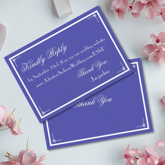 Beautiful Blue Classic Chic Wedding RSVP Begleitkarte