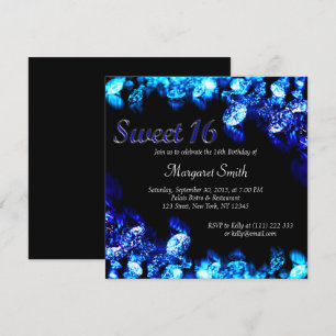 Beautiful Blue Diamond Sweet 16 Einladung