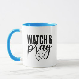 Beautiful Blue Faith Inspiriert Watch and Pray Tas Tasse
