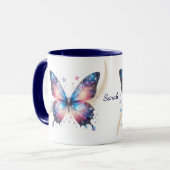 Beautiful Blue Fantasy Star Swirl Butterfly Tasse (Vorderseite Links)