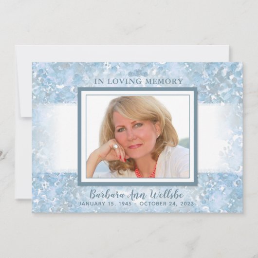 Beautiful Blue Floral Beileid Vielen Dank Card Einladung (Vorderseite)