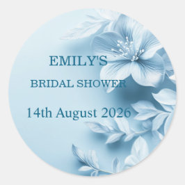Beautiful Blue Floral Bridal Shower Runder Aufkleber