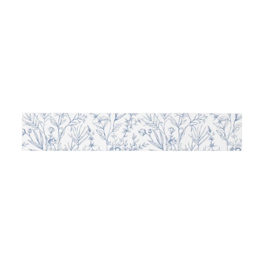 Beautiful Blue Floral Classic Botanische Hochzeit Einladungsbanderole (Flach)