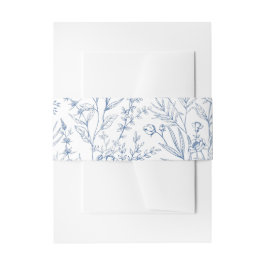 Beautiful Blue Floral Classic Botanische Hochzeit Einladungsbanderole