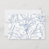 Beautiful Blue Floral Classic Wedding Rsvp Karte (Rückseite)