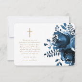 Beautiful Blue Floral Cross Bestätigung Vielen Dan Dankeskarte (Vorderseite)