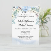 Beautiful Blue Floral Engagement Party Einladungen (Stehend Vorderseite)