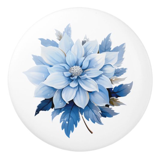 Beautiful Blue Floral Keramikknauf (Vorderseite)