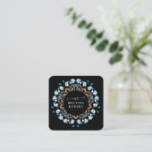 Beautiful Blue Floral Mandala Marble Mit Monogramm Quadratische Visitenkarte (Stehend Vorderseite)