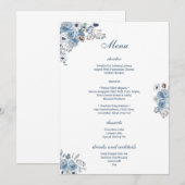 Beautiful Blue Floral Menükarte (Vorne/Hinten)