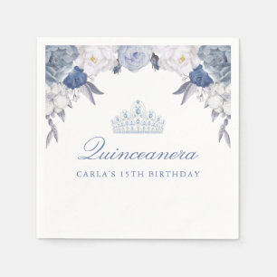 Beautiful Blue Floral Quinceanera Serviette