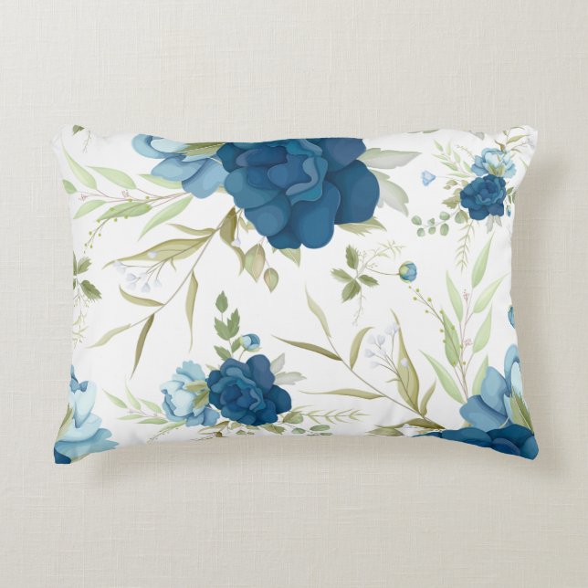 Beautiful Blue Floral Seamless Pattern Dekokissen (Vorderseite)