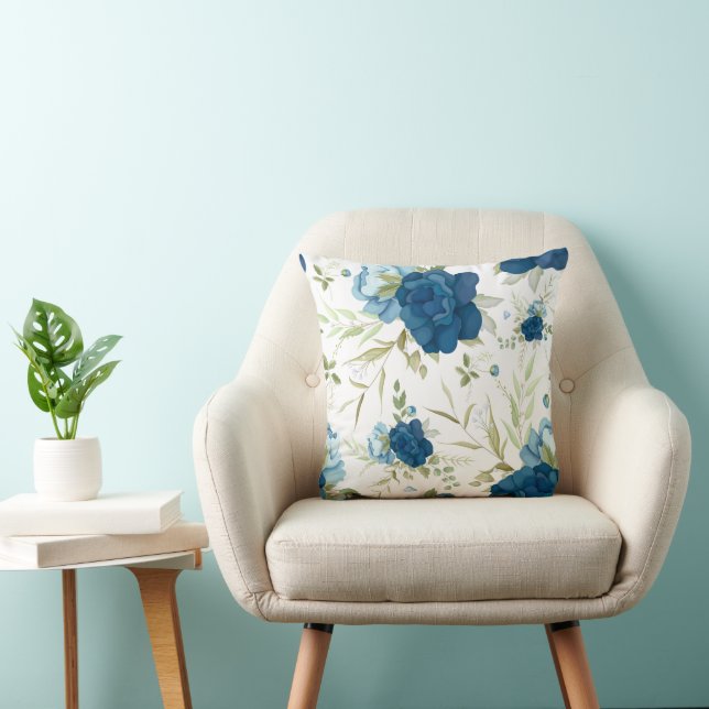 Beautiful Blue Floral Seamless Pattern Kissen (Stuhl )