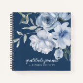 Beautiful Blue Floral Watercolor Dankbarkeit Journ Notizblock (Vorderseite)