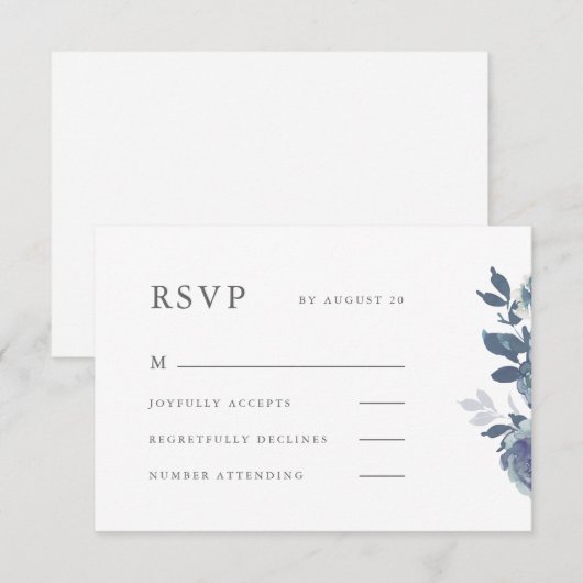 Beautiful Blue Floral Wedding Rsvp (Vorne/Hinten)