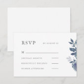 Beautiful Blue Floral Wedding Rsvp Karte (Vorne/Hinten)