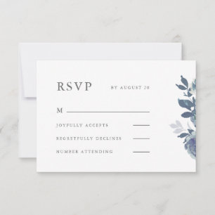 Beautiful Blue Floral Wedding Rsvp Karte